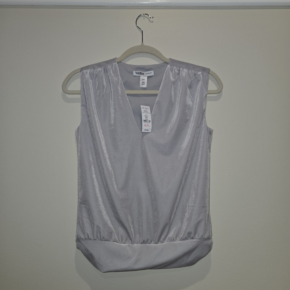 White House Black Market Velvet Silver Sleeveless Blouse